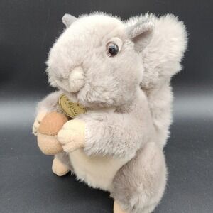 Miyoni 8" Gray Squirrel Plush‎ Holding Acorn Realistic Stuffed Animal Woodland
